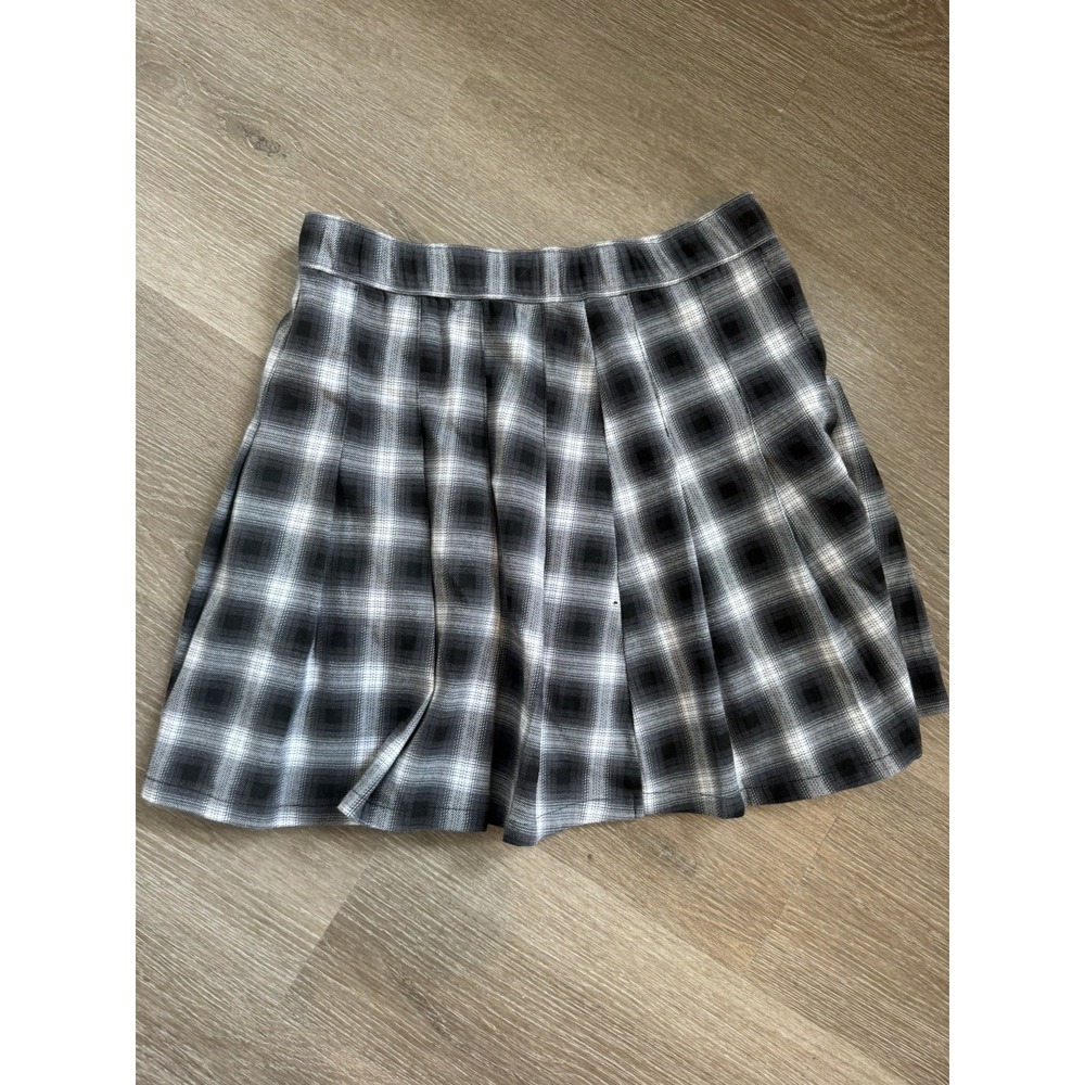 Vintage Abercrombie & Fitch Black Plaid Mini Skirt Tweed Lined Small